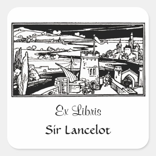 Castle Landscape Vierkante Sticker (Voorkant)