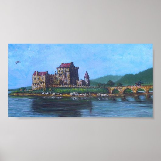 Castle met draak en wizard poster (Voorkant)