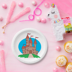 Castle met vlaggen papieren bordje