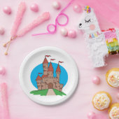 Castle met vlaggen papieren bordje (Feest)