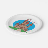 Castle met vlaggen papieren bordje (Gekanteld)