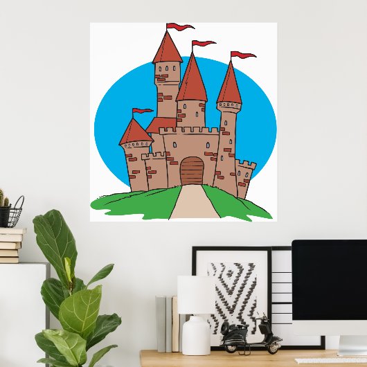 Castle met vlaggen poster (Thuiskantoor)