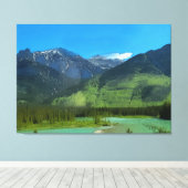 Castle Mountain en Bow River, Banff Alberta Canvas Afdruk (Insitu (Houten vloer))