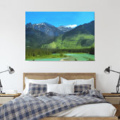 Castle Mountain en Bow River, Banff Alberta Canvas Afdruk (Insitu (Slaapkamer))