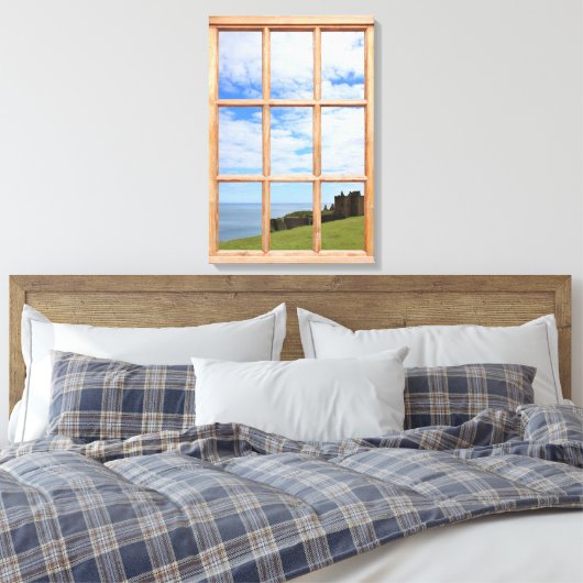 Castle naar het Zee 3D-effect Uitzicht Afbeelding Canvas Afdruk (Insitu (Slaapkamer))