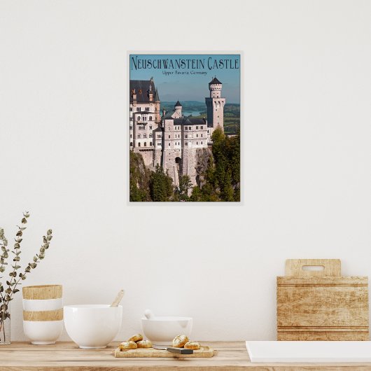 Castle Neuschwanstein uit Marienbrücke - Engels Poster (Keuken)