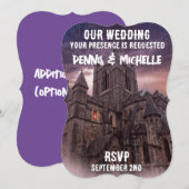CASTLE NIGHT GOTHIC SJABLOON WEDDING INVITATIONS KAART (Voorkant / Achterkant)