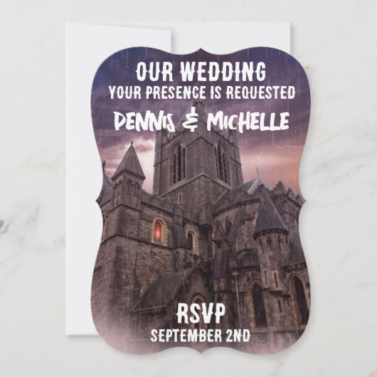 CASTLE NIGHT GOTHIC SJABLOON WEDDING INVITATIONS KAART (Voorkant)