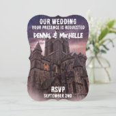 CASTLE NIGHT GOTHIC SJABLOON WEDDING INVITATIONS KAART (Staand voorkant)