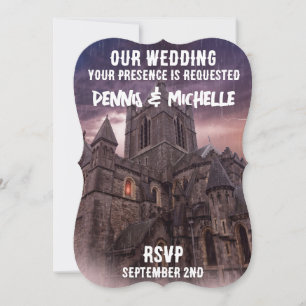 CASTLE NIGHT GOTHIC SJABLOON WEDDING INVITATIONS KAART