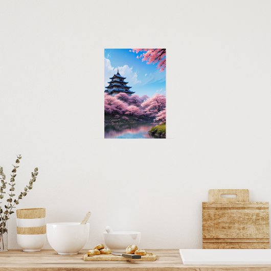Castle of the Cherry Blossom Poster (Keuken)