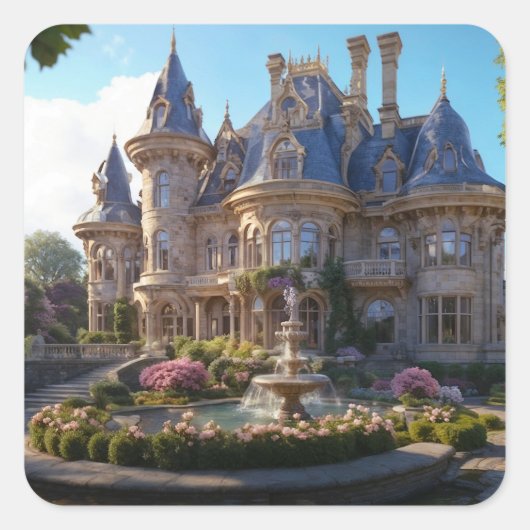 Castle of Victoriaans Splendor Vierkante Sticker (Voorkant)
