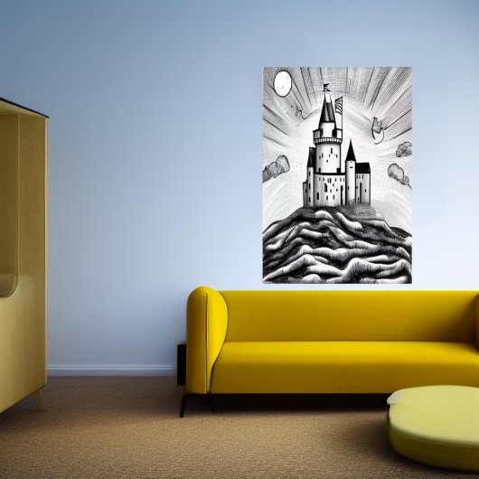 Castle op de heuvel | AI Art Poster
