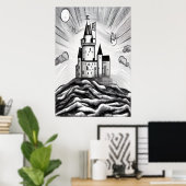 Castle op de heuvel | AI Art Poster (Thuiskantoor)