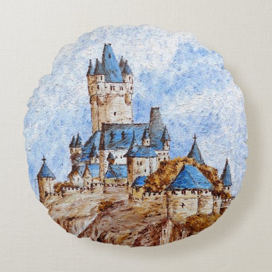 Castle op de Rijn Rond Kussen (Voorkant)