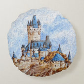 Castle op de Rijn Rond Kussen (Achterkant)