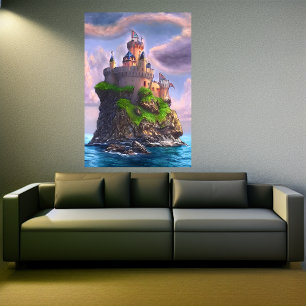 Castle op het gesteente   AI Art Poster