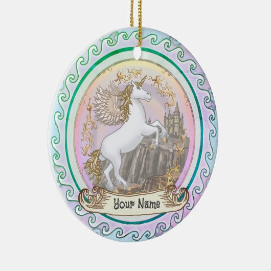Castle Pegasus Unicorn Keramisch Ornament (Rechts)