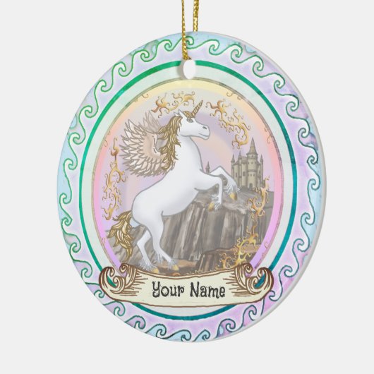 Castle Pegasus Unicorn Keramisch Ornament (Links)