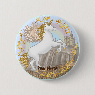Castle Pegasus Unicorn pin Ronde Button 5,7 Cm