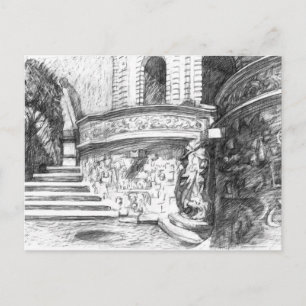 Castle pencilart Monochrome Black & White Briefkaart