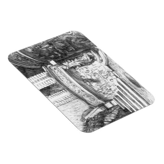 Castle pencilart Monochrome Black & White Magneet (Rechterzijde)