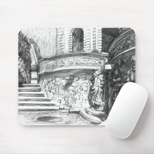 Castle pencilart Monochrome Black & White Muismat (Met muis)
