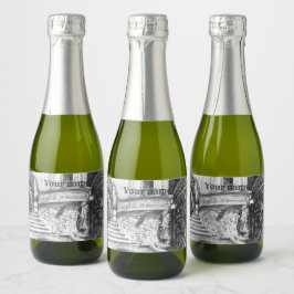 Castle pencilart Monochrome Black & White Sparkling Wijnetiket