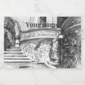 Castle pencilart Monochrome Black & White Sparkling Wijnetiket (Enkel label)