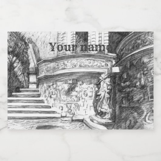 Castle pencilart Monochrome Black & White Sparkling Wijnetiket (Enkel label)