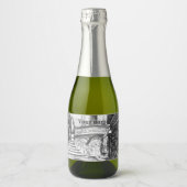 Castle pencilart Monochrome Black & White Sparkling Wijnetiket (Voorkant)