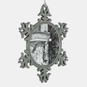 Castle pencilart Monochrome Black & White Tin Sneeuwvlok Ornament (Links)