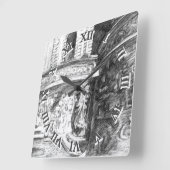 Castle pencilart Monochrome Black & White Vierkante Klok (Hoek)