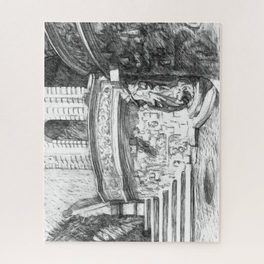 Castle pencilart Monochrome Legpuzzel (Verticaal)