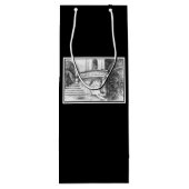 Castle pencilart Monochrome Wijn Cadeautas (Achterkant)