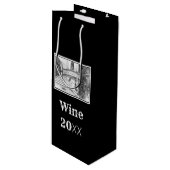 Castle pencilart Monochrome Wijn Cadeautas (Voorkant Gekanteld)