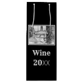 Castle pencilart Monochrome Wijn Cadeautas (Voorkant)