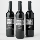 Castle pencilart Monochrome Wijn Etiket (Flessen)