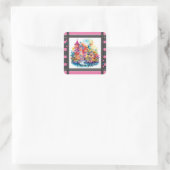Castle Pink Dreamworld Vierkante Sticker (Tas)