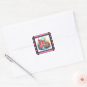 Castle Pink Dreamworld Vierkante Sticker (Envelop)