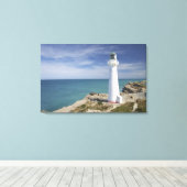 Castle Point Lighthouse, Castlepoint, Wairarapa, Canvas Afdruk (Insitu (Houten vloer))