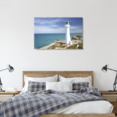 Castle Point Lighthouse, Castlepoint, Wairarapa, Canvas Afdruk (Insitu (Slaapkamer))
