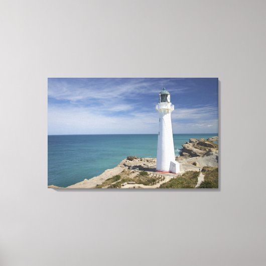 Castle Point Lighthouse, Castlepoint, Wairarapa, Canvas Afdruk (Voorkant)