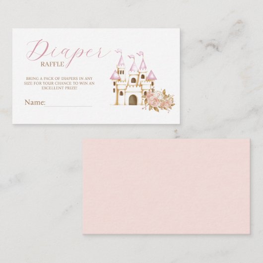 Castle Princess Baby shower luierkrabbel Informatiekaartje (Voorkant / Achterkant)