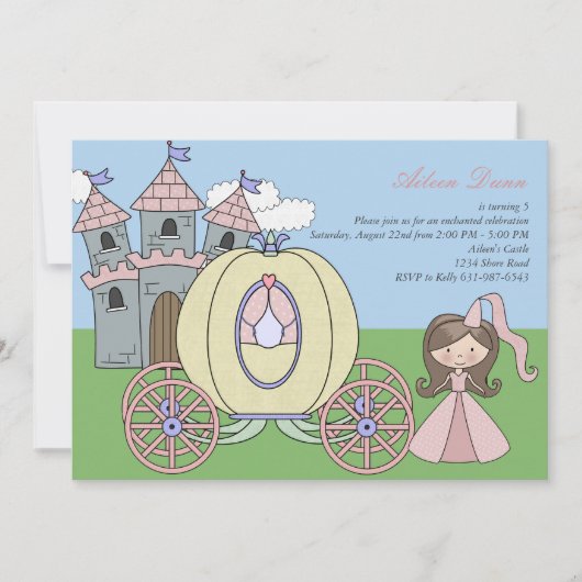 Castle Princess Birthday Party Invitation Kaart (Voorkant)