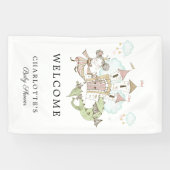 Castle Princess Dragon Baby shower Welkom Spandoek (Horizontaal)