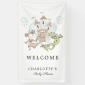 Castle Princess Dragon Baby shower Welkom Spandoek (Verticaal)