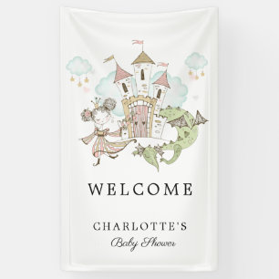 Castle Princess Dragon Baby shower Welkom Spandoek