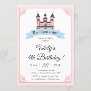 Castle Princess Royal Birthday Party Invitation Kaart