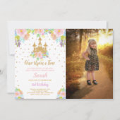 Castle Princess Verjaardag Uitnodiging met Foto (Voorkant)